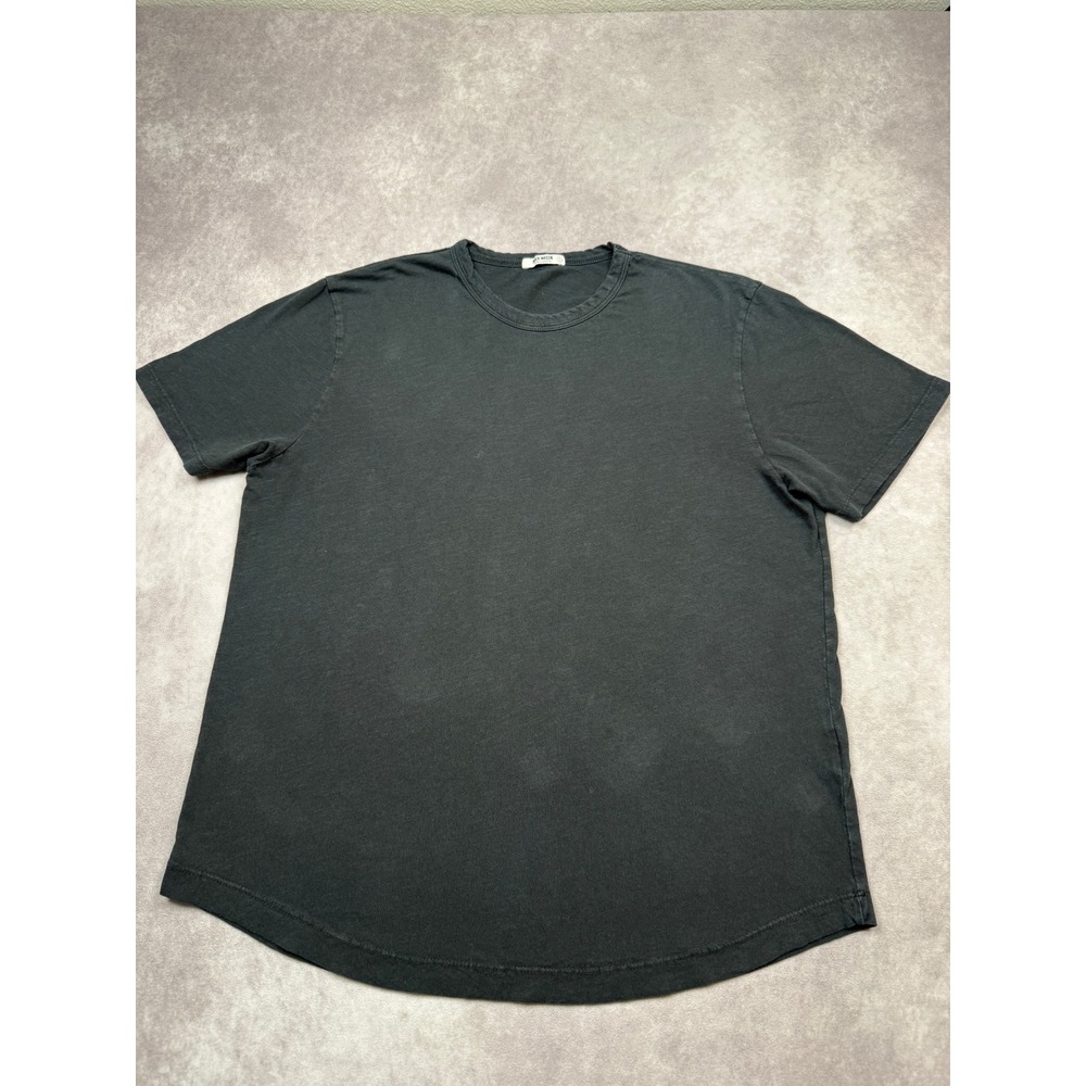 Buck Mason Curved Hem Black T Shirt Men L 100% Cotton Made In USA Soft Comfort‎